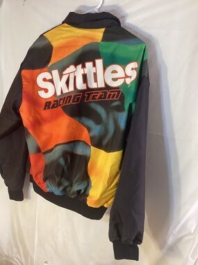 Vintage Skittles Nascar Racing Jacket Adult Medium Colorful  Light Mens M